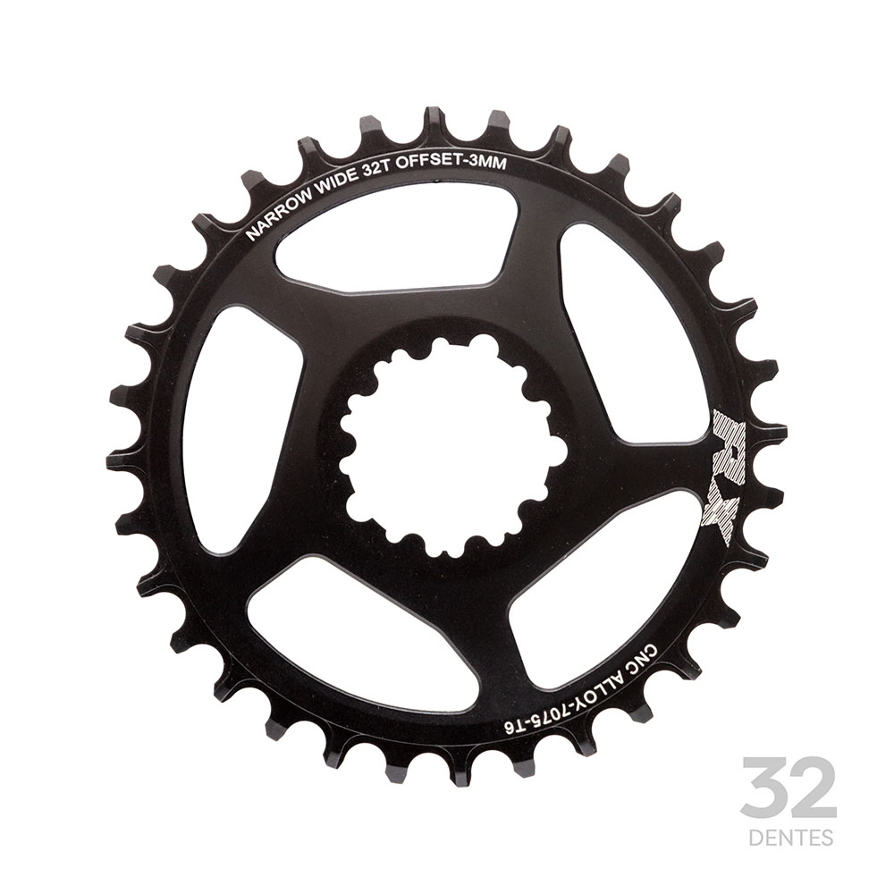 Coroa single direct mount narrow wide 32 dentes em alumínio 3mm offset