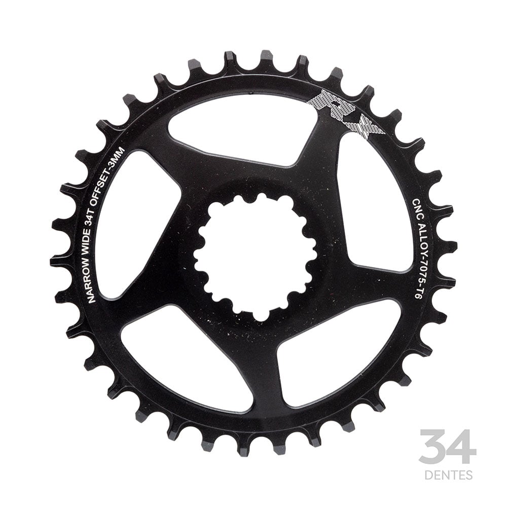 Coroa single direct mount narrow wide 34 dentes em alumínio 3mm offset