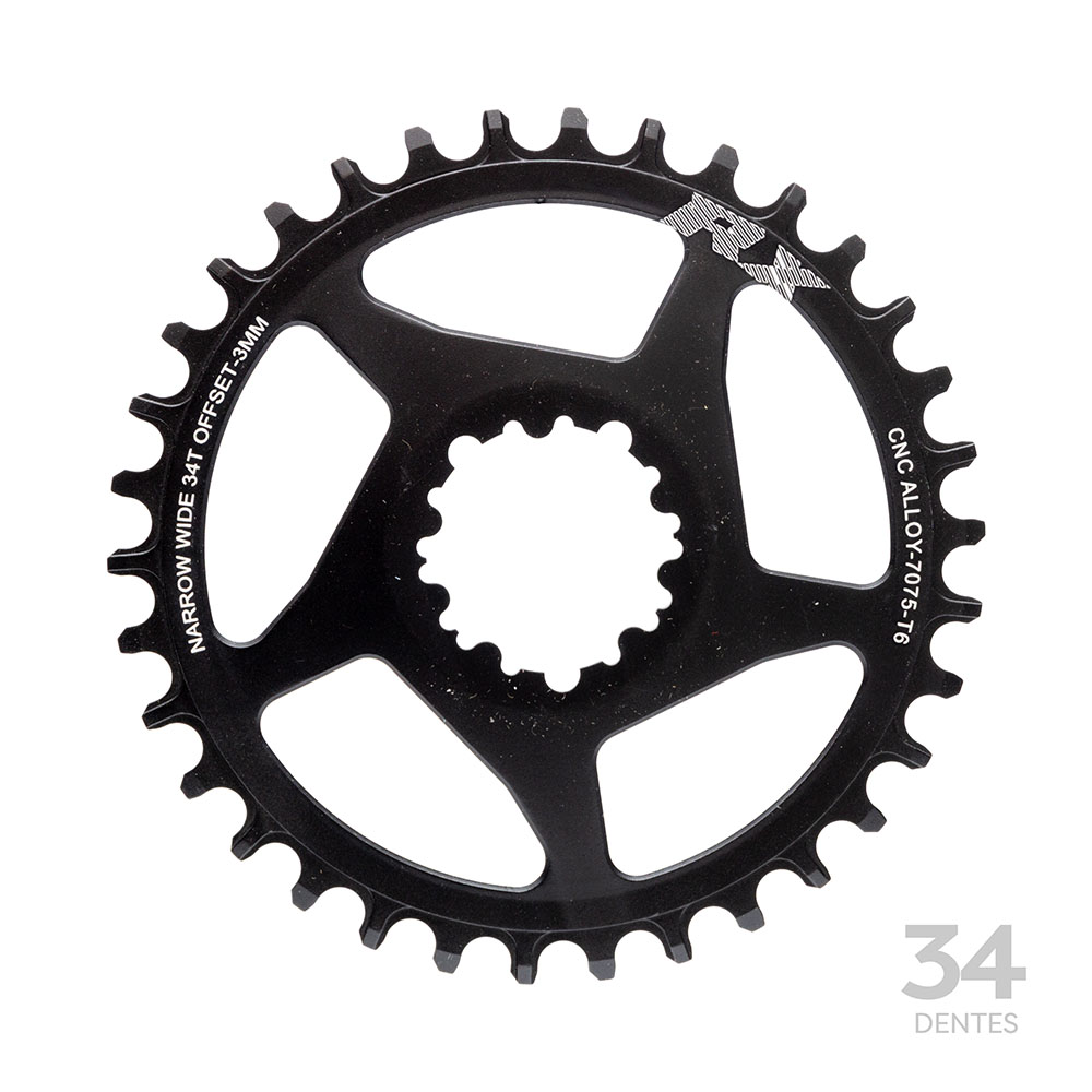 Coroa single direct mount narrow wide 34 dentes em alumínio 3mm offset