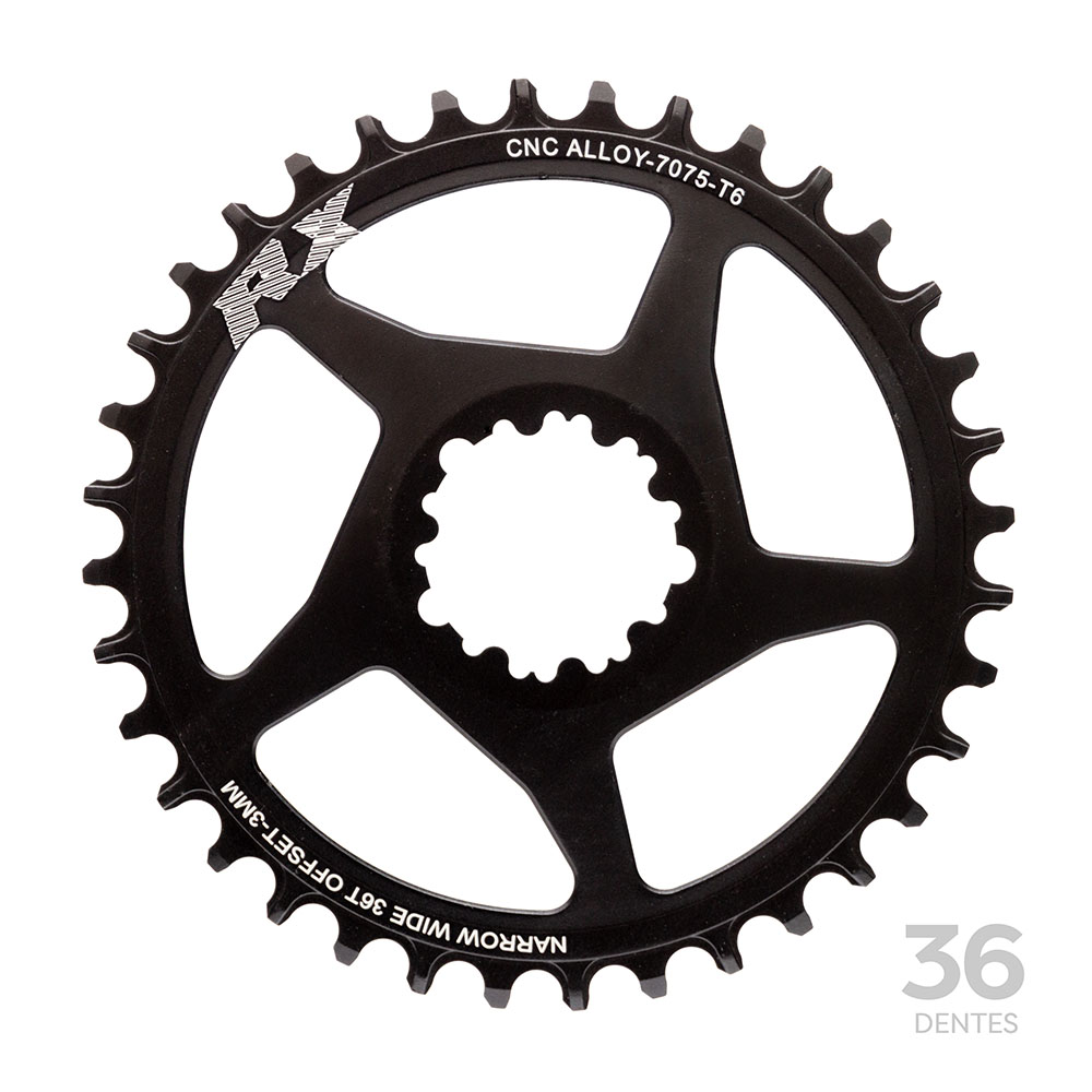 Coroa single direct mount narrow wide 36 dentes em alumínio 3mm offset
