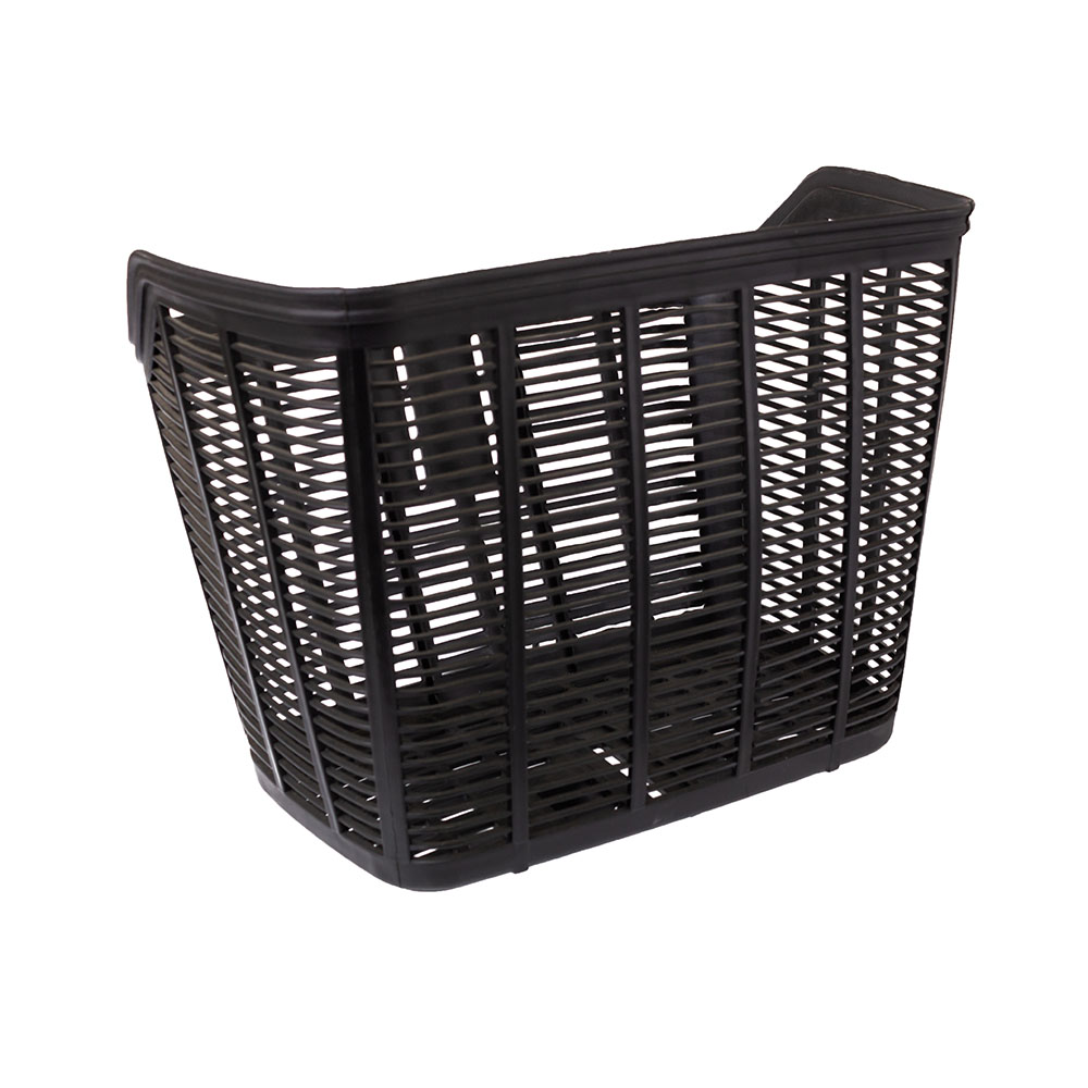 Cestão de plástico preto com haste 34x22x25cm para bicicleta 26