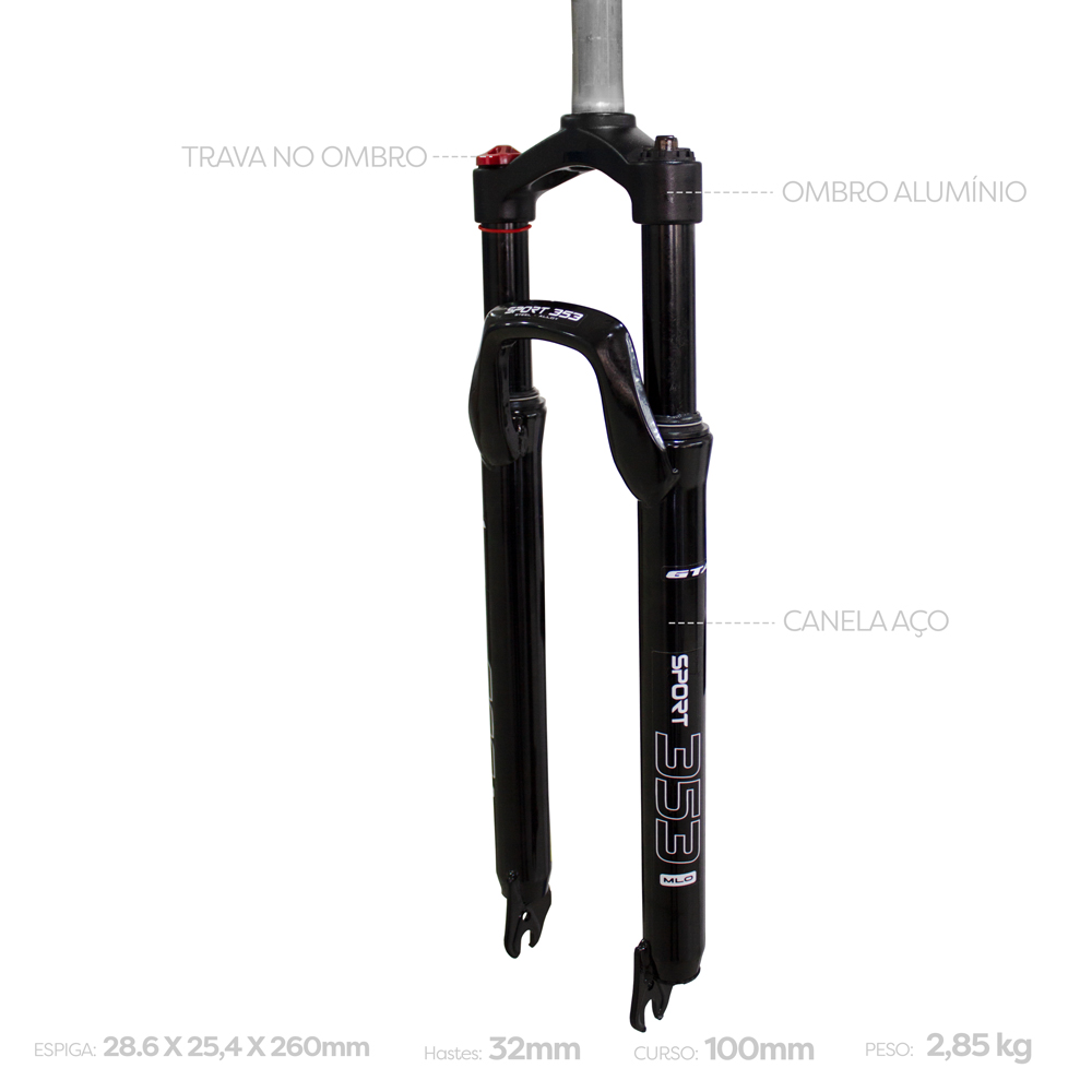 Suspensão 29 aço/alumínio ahead set 28.6mm com regulagem(preload) e trava mlo travel 100mm  modelo sport 353