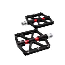 Pedal 9/16 plataforma alumínio preto com eixo em cromoly com rolamentos selados e pinos removíveis