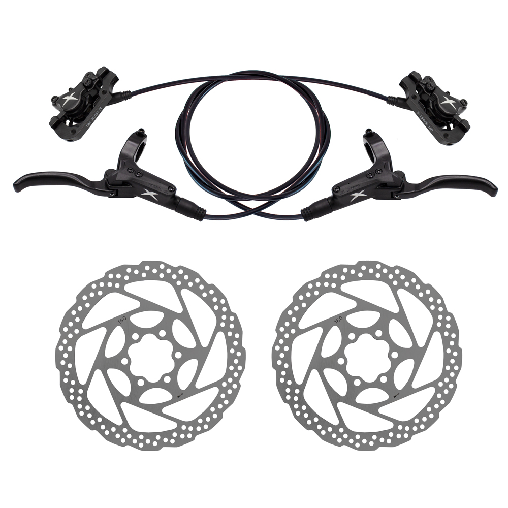 Freio disco hidráulico 2 pistões alumínio dianteiro e traseiro com rotor