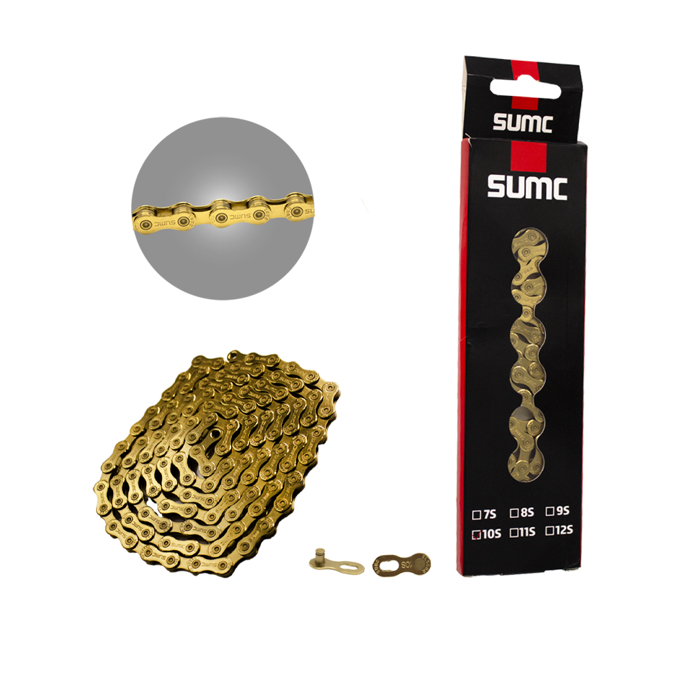 Corrente fina 10 velocidades dourada index 118 elos com power link