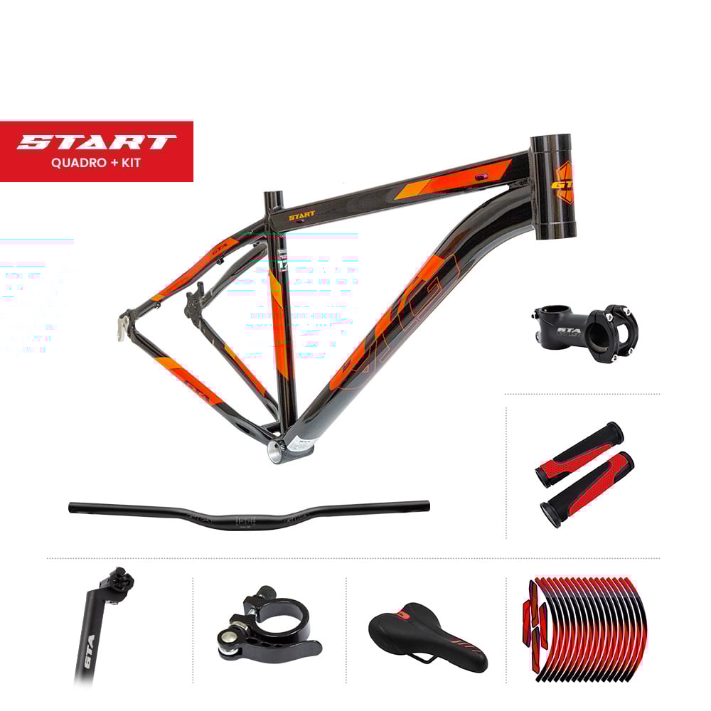 Quadro 29 alumínio gta start tam 21 preto/vermelho com cabeamento interno e kit