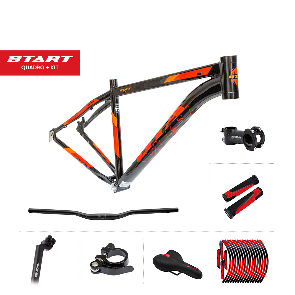 Quadro 29 alumínio gta start tam 17 preto/vermelho com cabeamento interno e kit