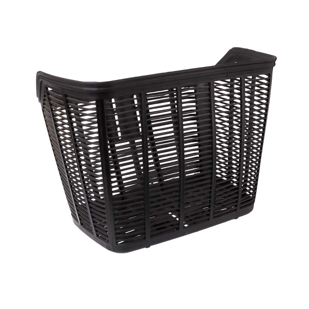 Cestão de plástico preto com haste 34x22x25cm para bicicleta 26