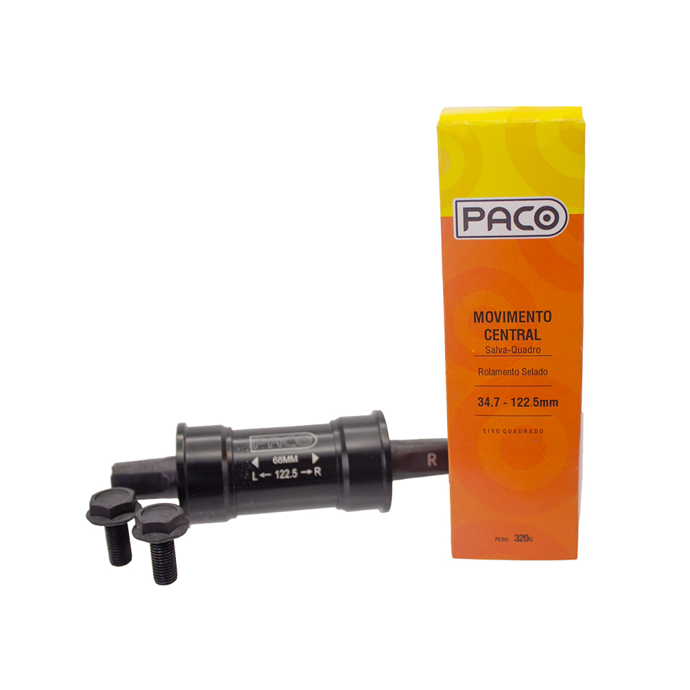 Movimento central salva quadro 34.7mm rolamentado 122.5mm preto com parafuso