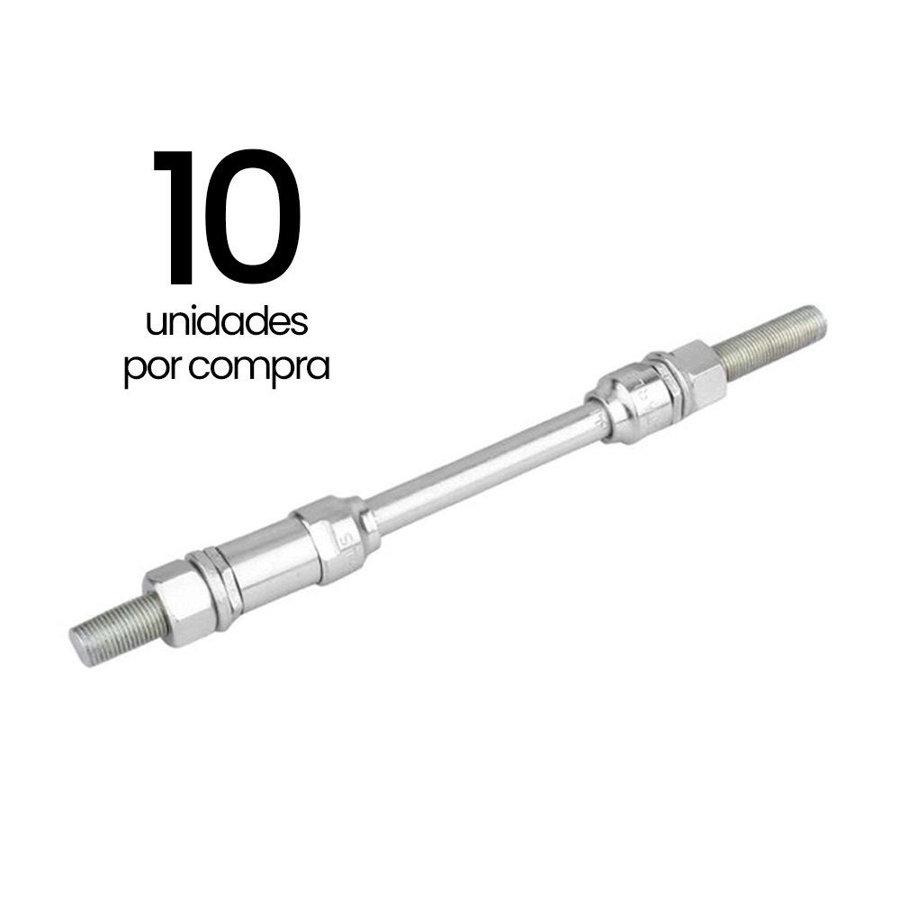 Eixos traseiro niquelado 3/8x180mm c/ espaçador<b>(pacote com 10 unidades)</b>