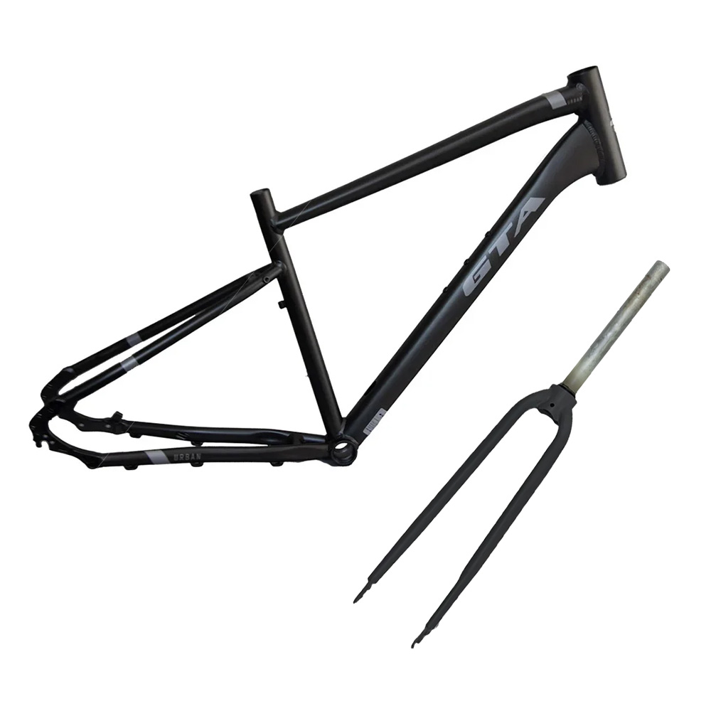 Quadro gta urban em alumínio cor cinza com garfo rígido aheadset em aço