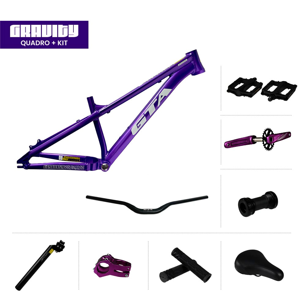 Quadro 26 freeride gravity roxo + kit