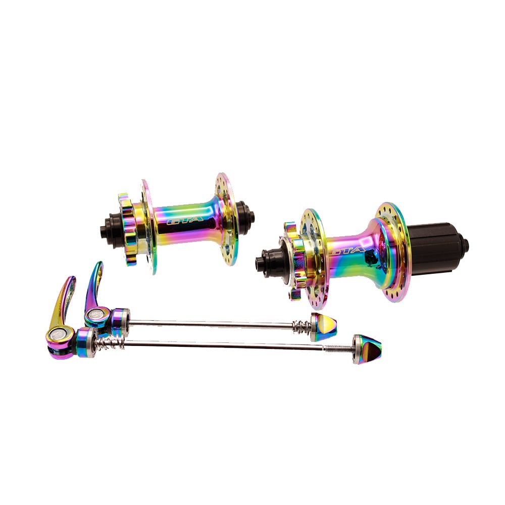 Cubo aluminio dianteiro e traseiro com rolamento camaleão para cassetes de 8 a 12 velocidades com blocagem  freehub 6 paws