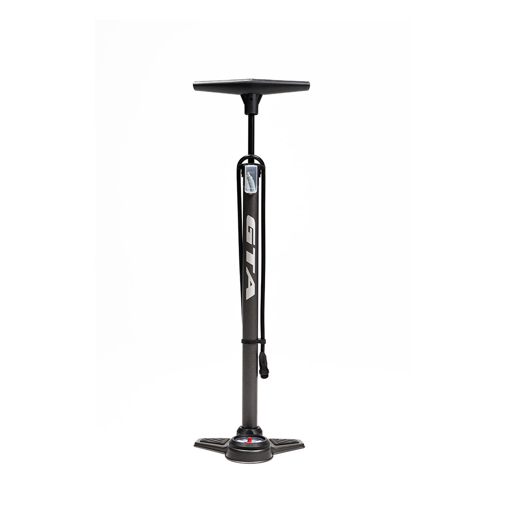 Bomba de pé em aço gta 120 psi para válvula americana/presta/dunlop com manômetro