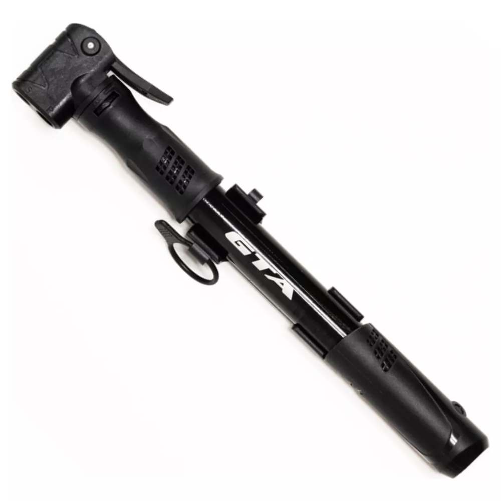 Bomba de ar portátil em alumínio gta 80 psi com mangueira para valvula presta/ americana