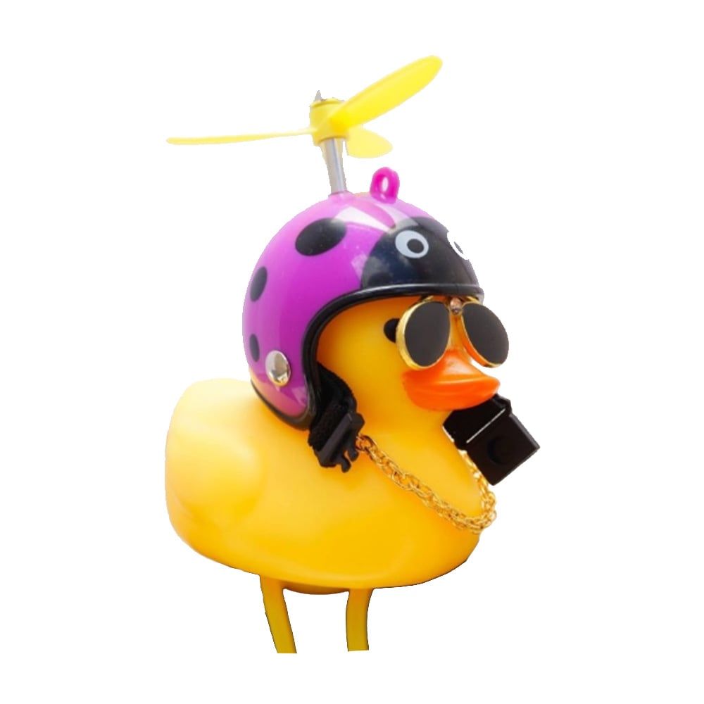 Buzina pato com capacete joaninha roxo