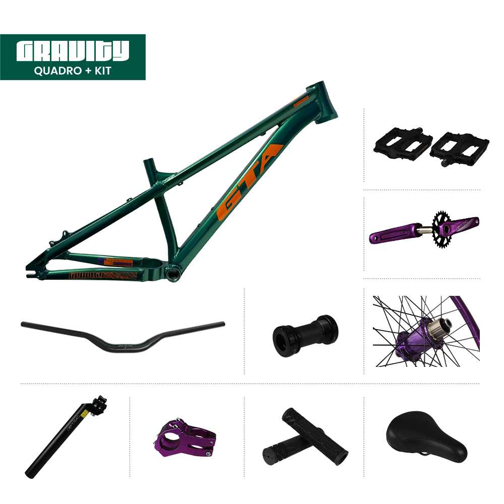 Quadro 26 freeride gta gravity verde + par de roda montada com cubo barulhento