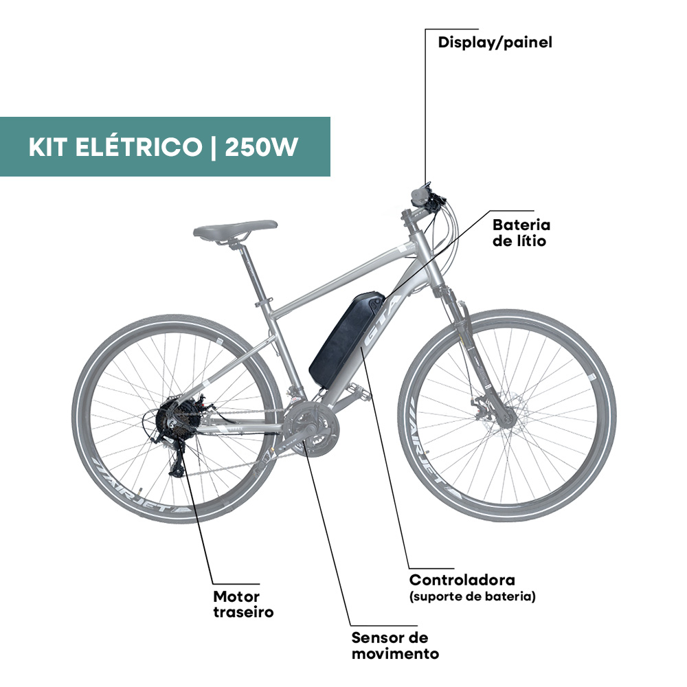 Kit motor elétrico completo com motor de 250w (pedal assistido)