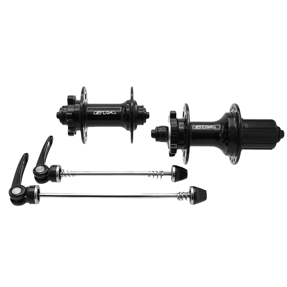 Cubo aluminio dianteiro e traseiro com rolamento preto para cassetes de 8 a 12 velocidades com blocagem  freehub 6 paws (barulhento)