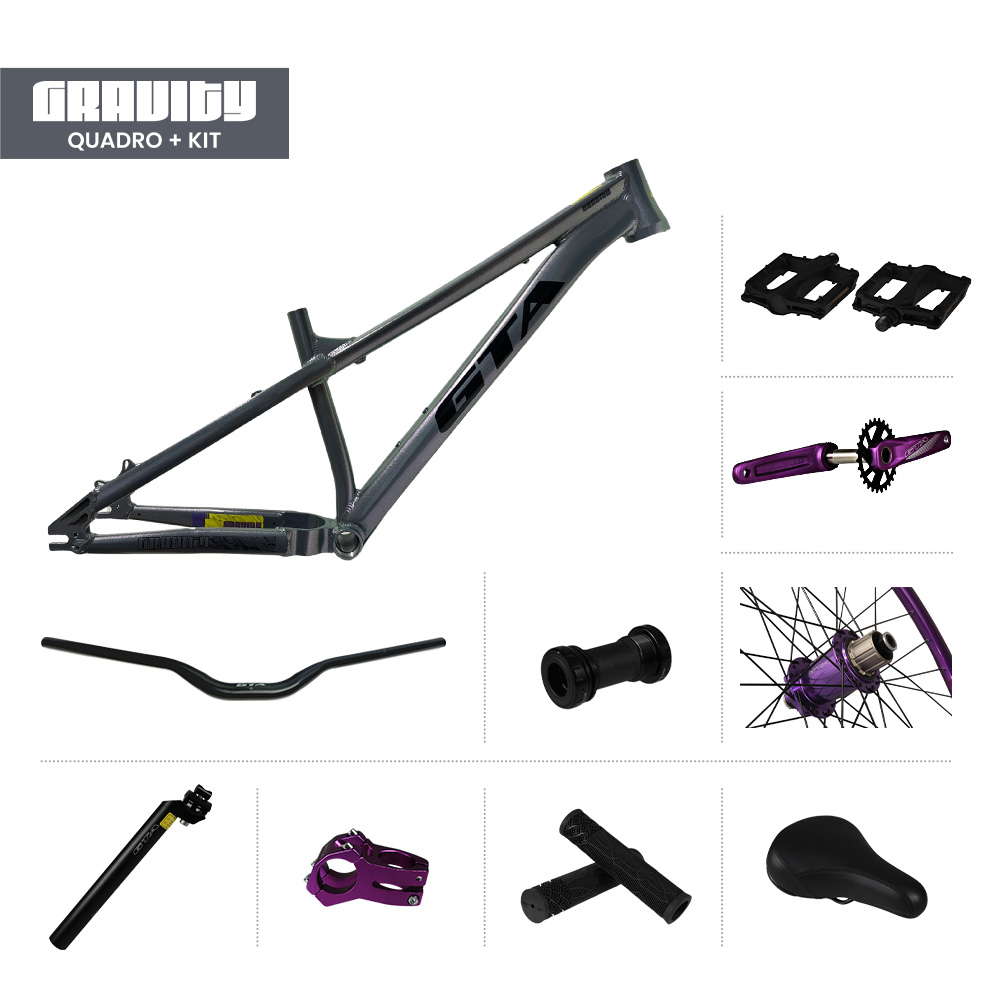 Quadro 26 freeride gta gravity cinza + par de roda montada com cubo barulhento