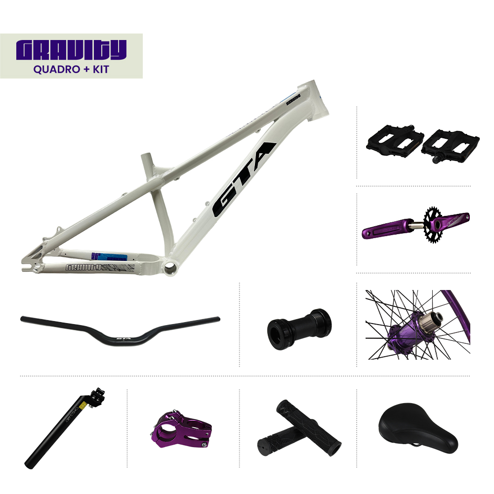 Quadro 26 freeride gta gravity branco + par de roda montada com cubo barulhento