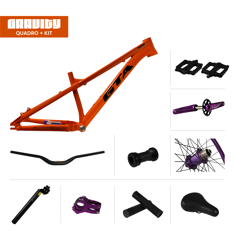 Quadro 26 freeride gta gravity laranja + par de roda montada com cubo barulhento