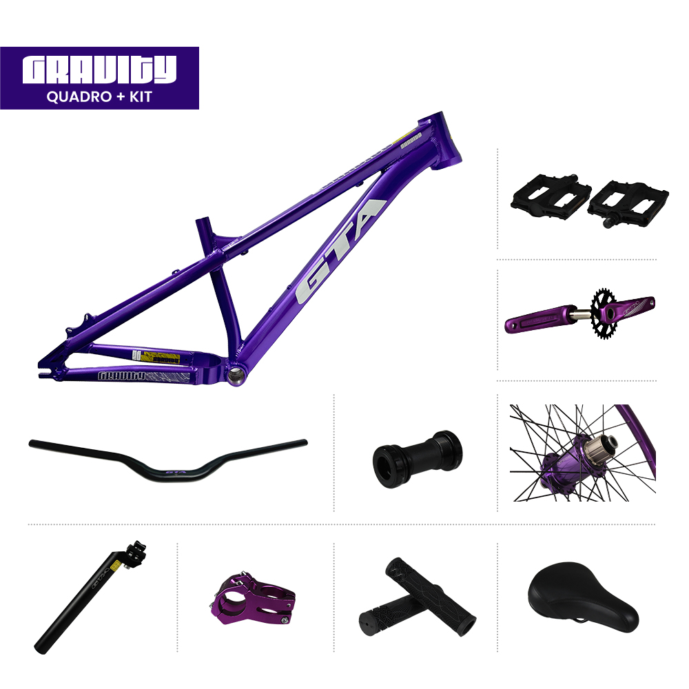 Quadro 26 freeride gta gravity roxo + par de roda montada com cubo barulhento