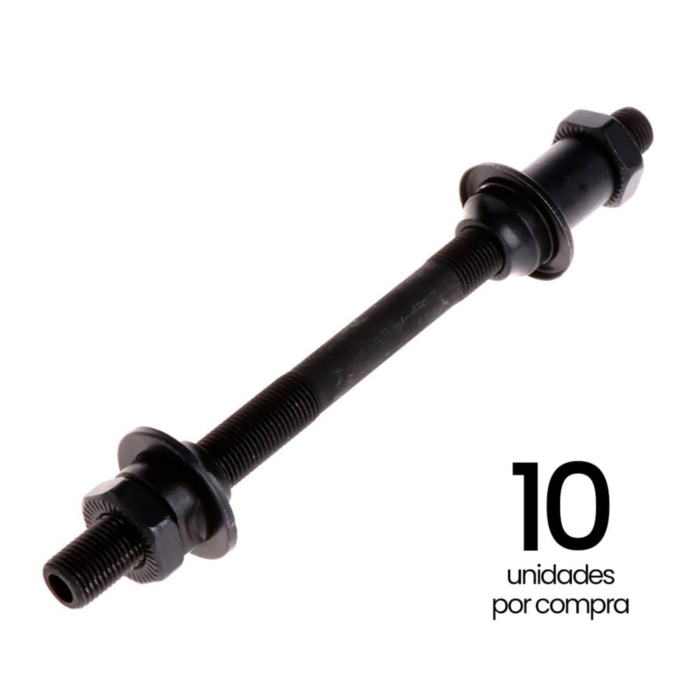Eixos traseiro furado 3/8 preto com espaçador 10x135x145mm <b>(pacote com 10unidades)</b>