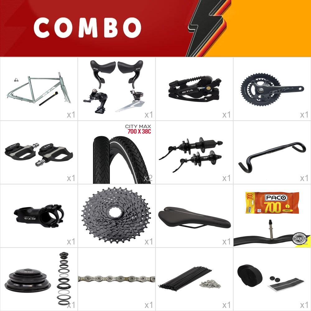    combo montagem 1 bike gravel across 2.0 tam 56 verde sálvia - falta aros - confira itens