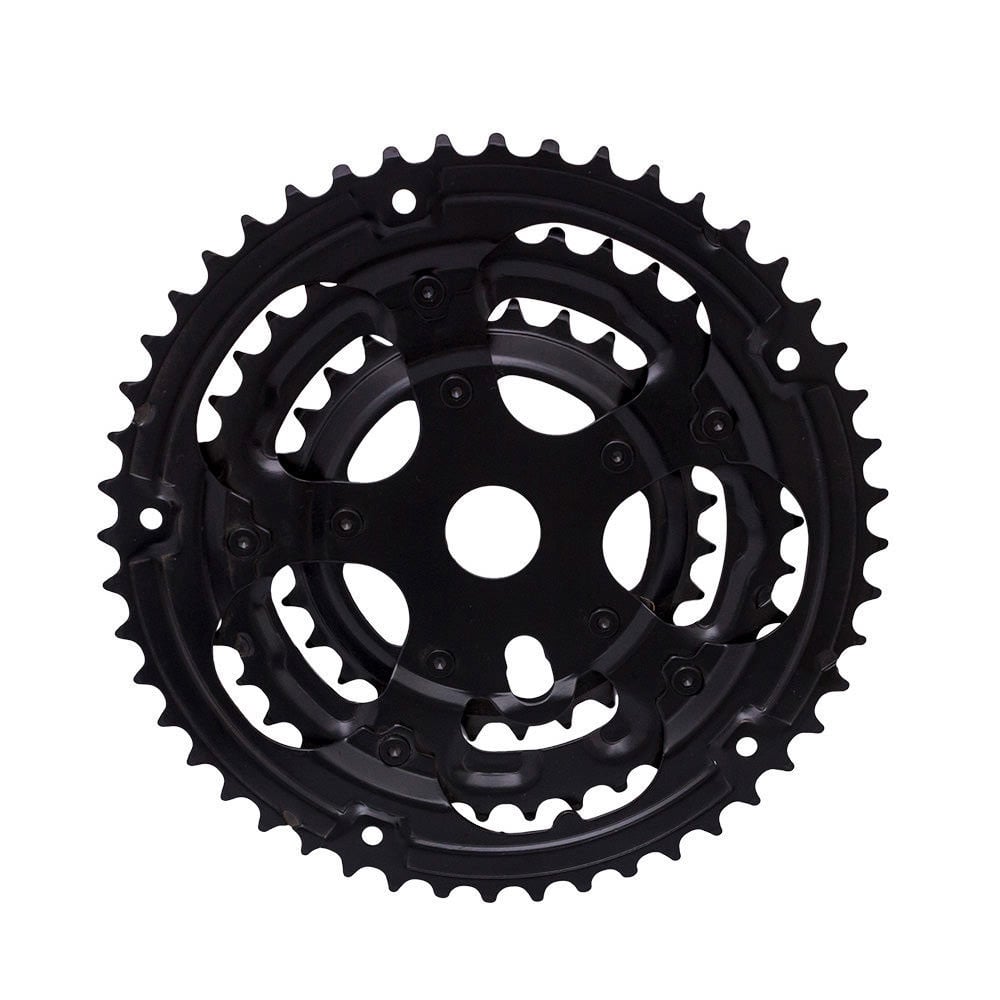 Roda dentada tripla 28/38/48 rebitada preta