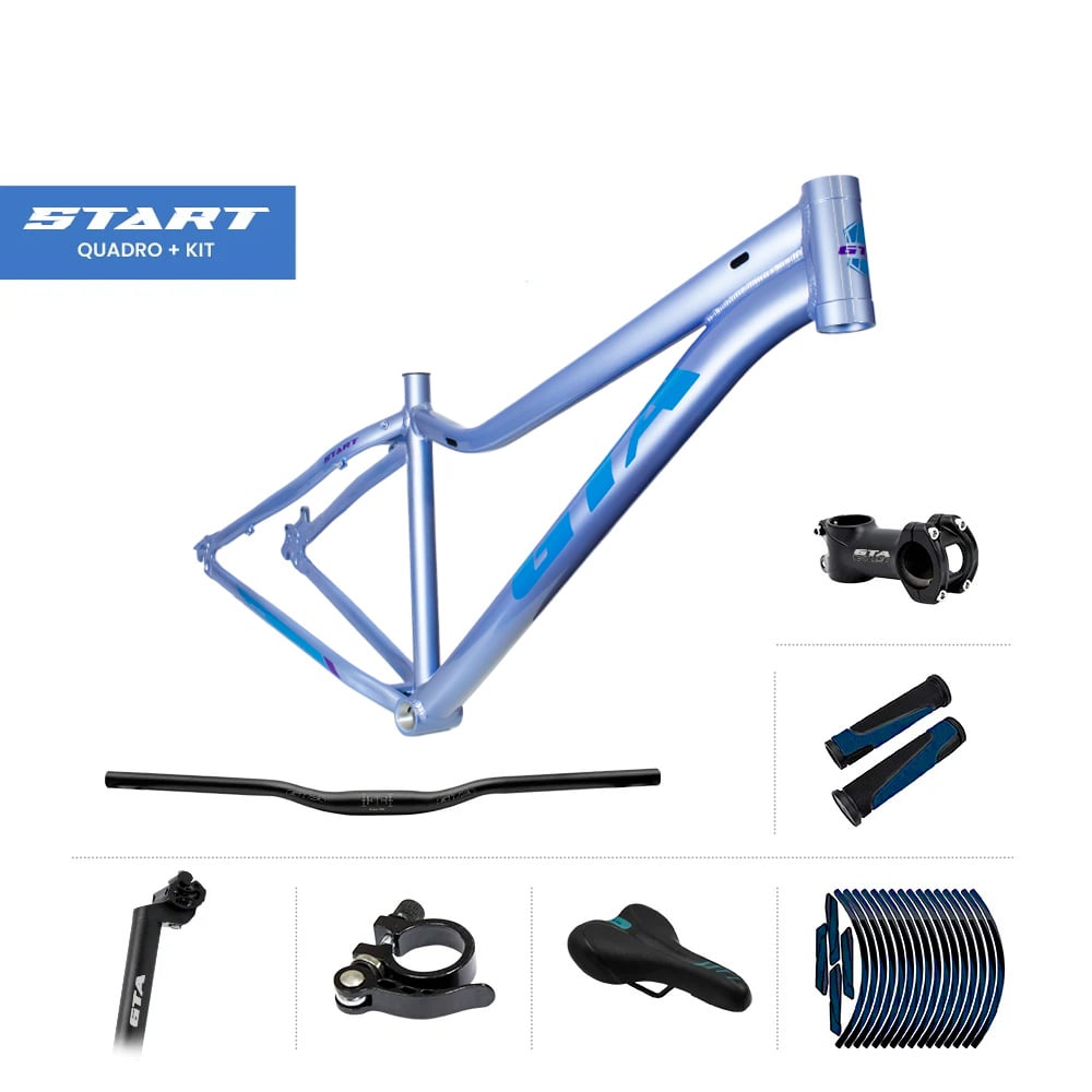 Quadro 29 alumínio gta start tamanho 15.5 azul e roxo com cabeamento interno  acompanha kit