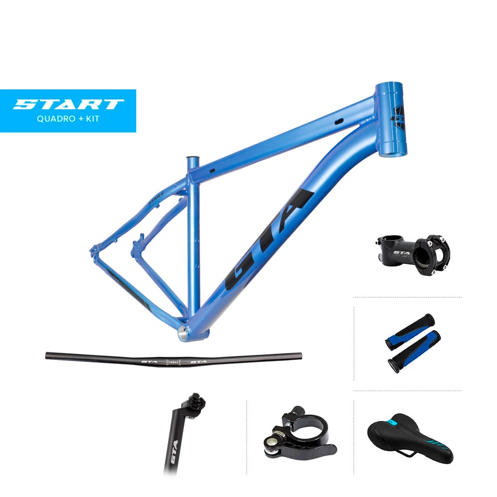 Quadro 29 alumínio gta start tamanho 19 azul com cabeamento interno  acompanha kit
