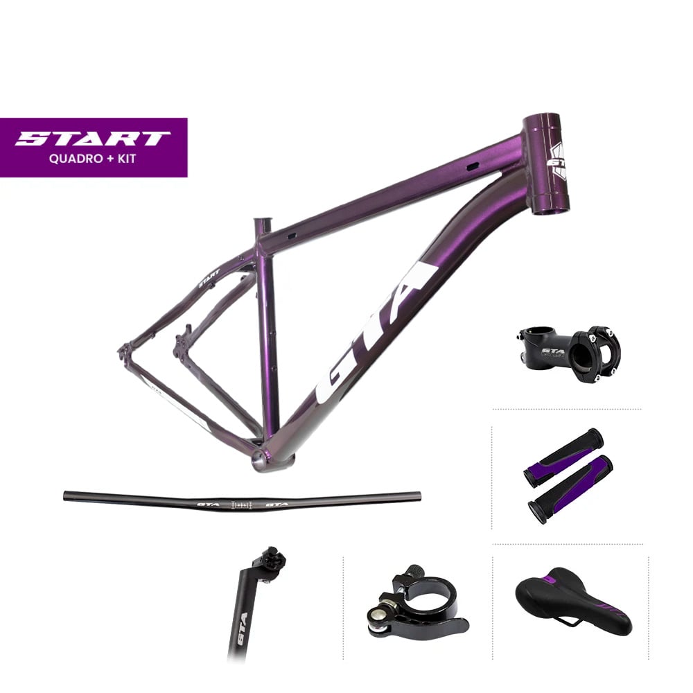 Quadro 29 alumínio gta start tamanho 19 roxo com cabeamento interno  acompanha kit