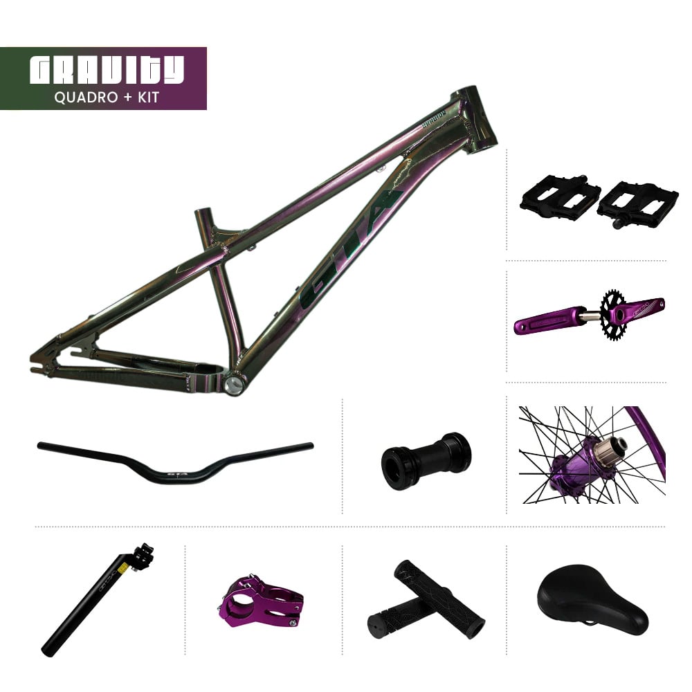 Quadro 26 freeride gta gravity violeta galatico + par de roda montada com cubo barulhento