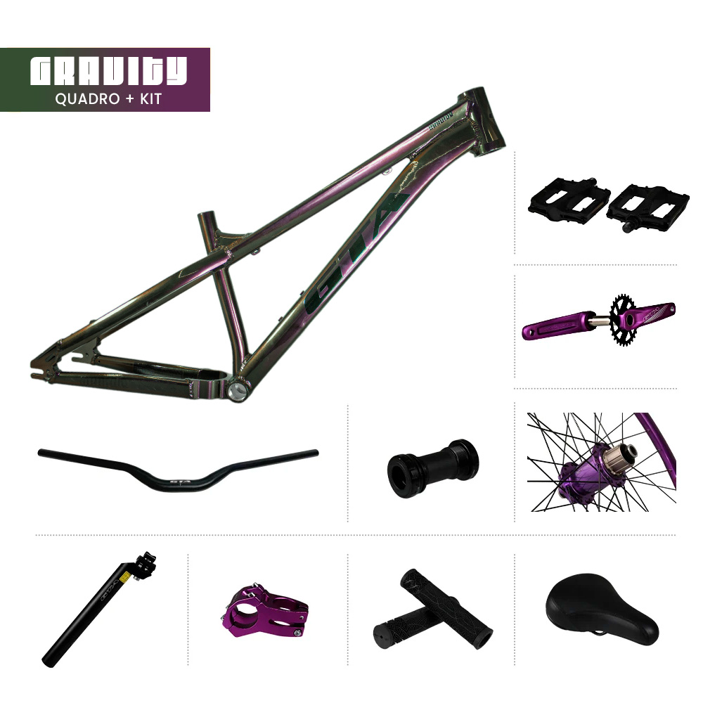 Quadro 26 freeride gta gravity violeta galatico + par de roda montada com cubo barulhento