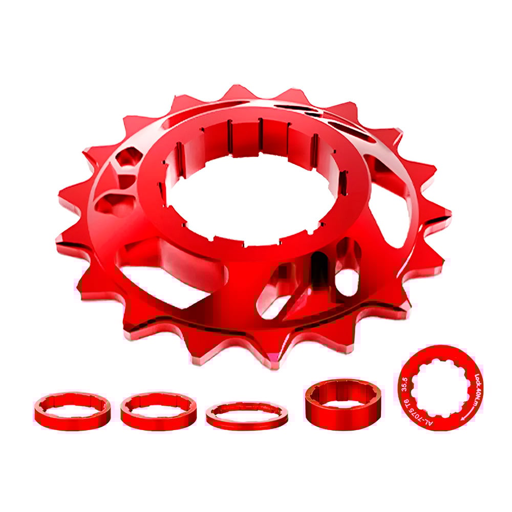 Kit conversor single speed vermelho 18 dentes padrão hg