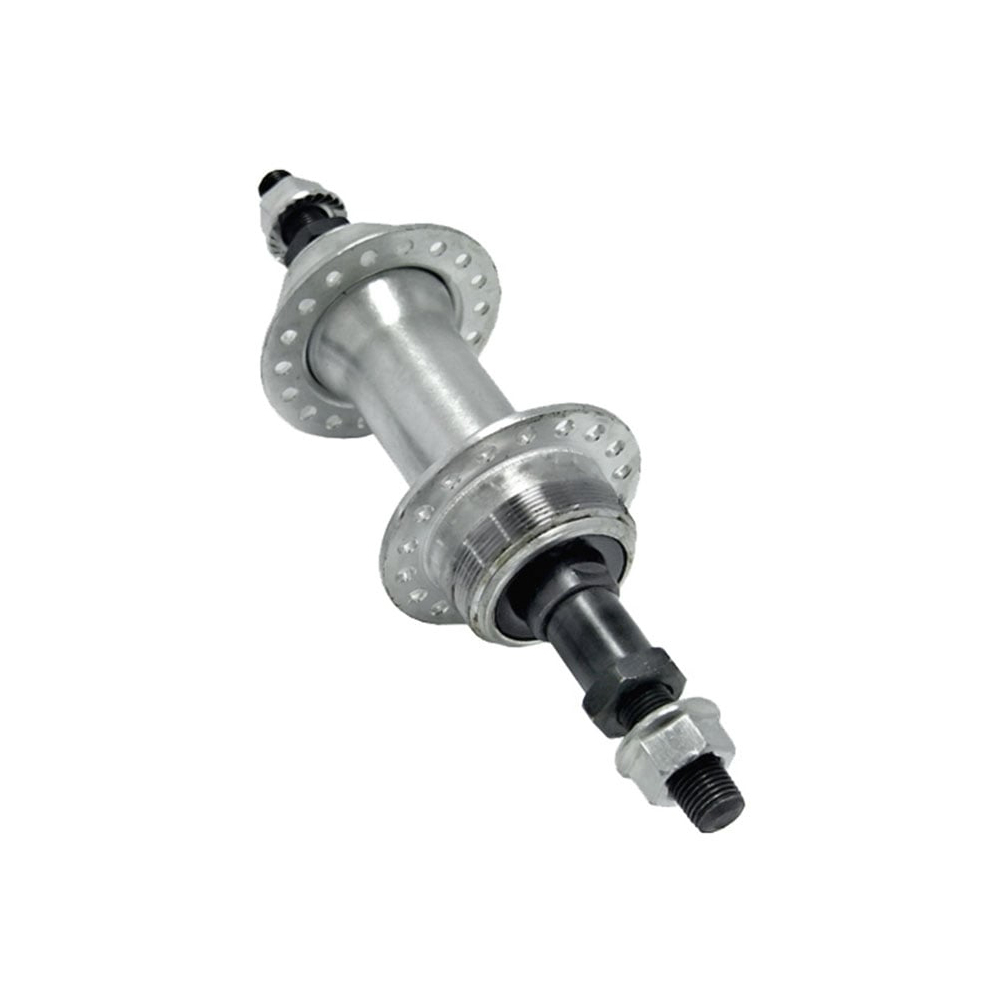 Cubo aço traseiro com esfera zincado com eixo 3/8x180mm com espacador 36furos