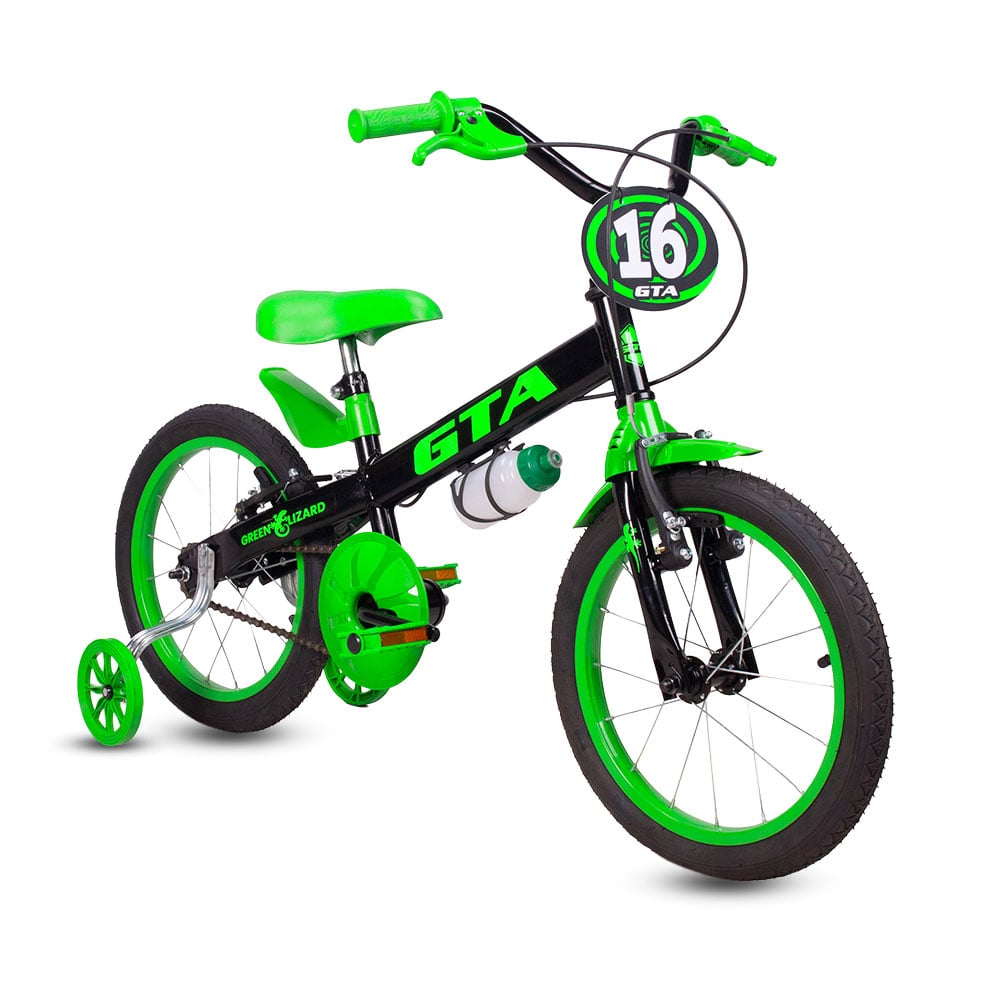 Bicicleta infantil aro 16 gta green lizard  preto/verde