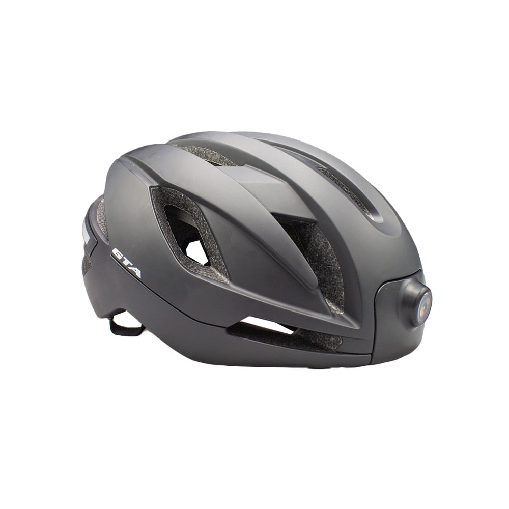 Capacete inmold smart 58/61 com câmera hd preto