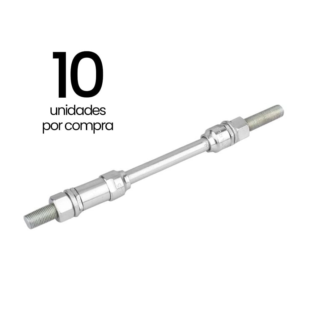 Eixos traseiro niquelado 3/8x200mm c/ espaçador<b>(pacote com 10 unidades)</b>