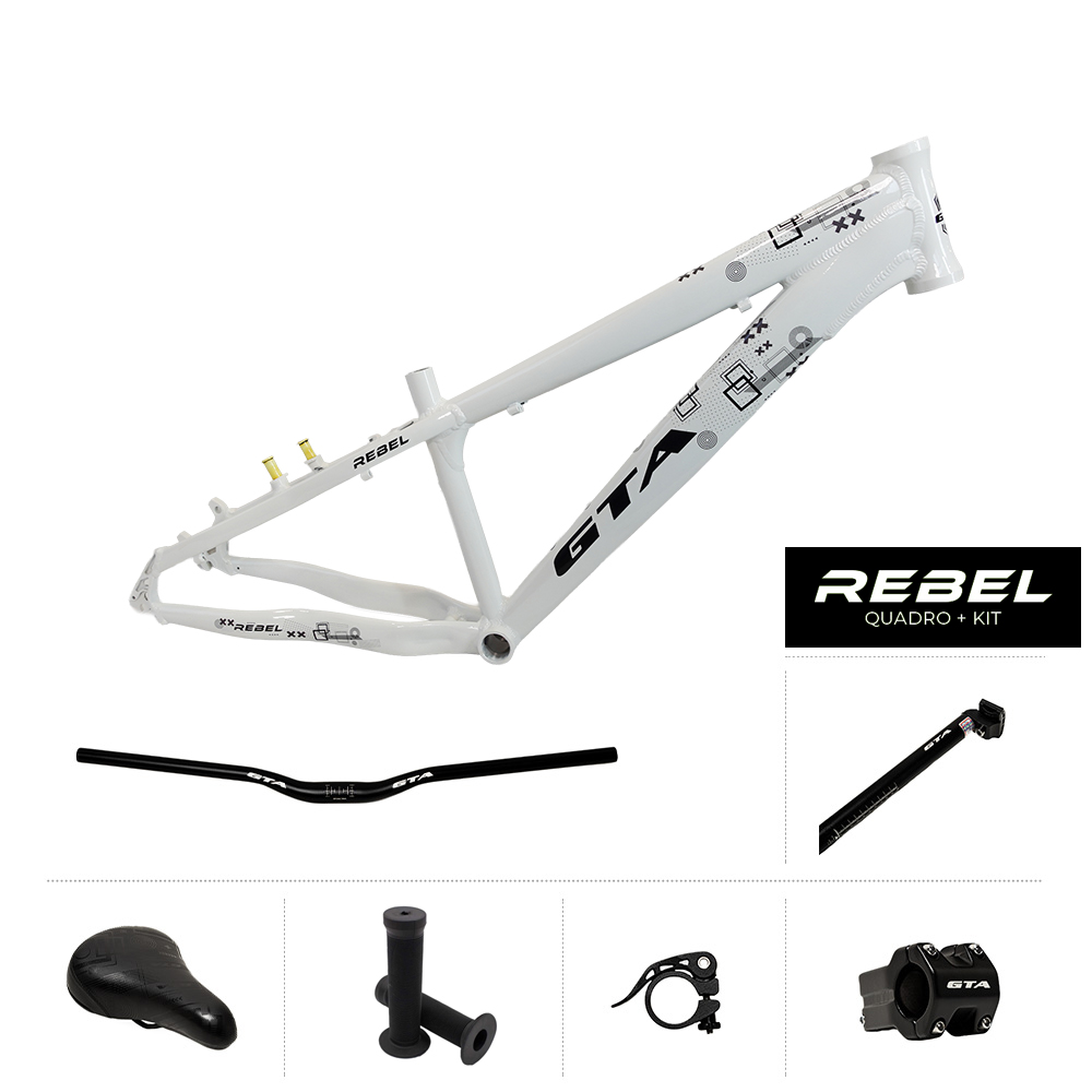 Quadro 26 freeride gta rebel branco  + guidão + sup guidão + canote + selim + manopla + abraçadeira canote