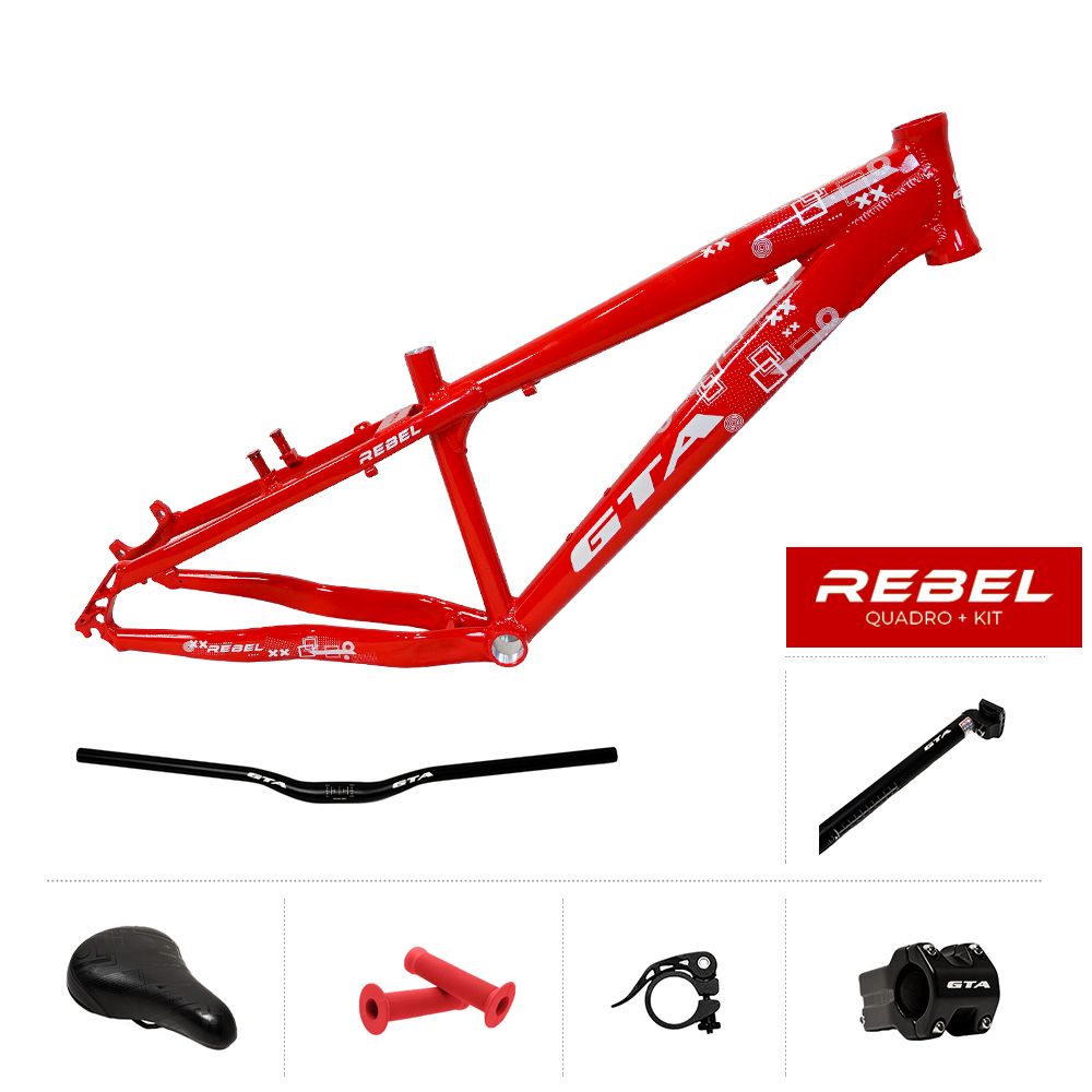 Quadro 26 freeride gta rebel vermelho  + guidão + sup guidão + canote + selim + manopla + abraçadeira canote
