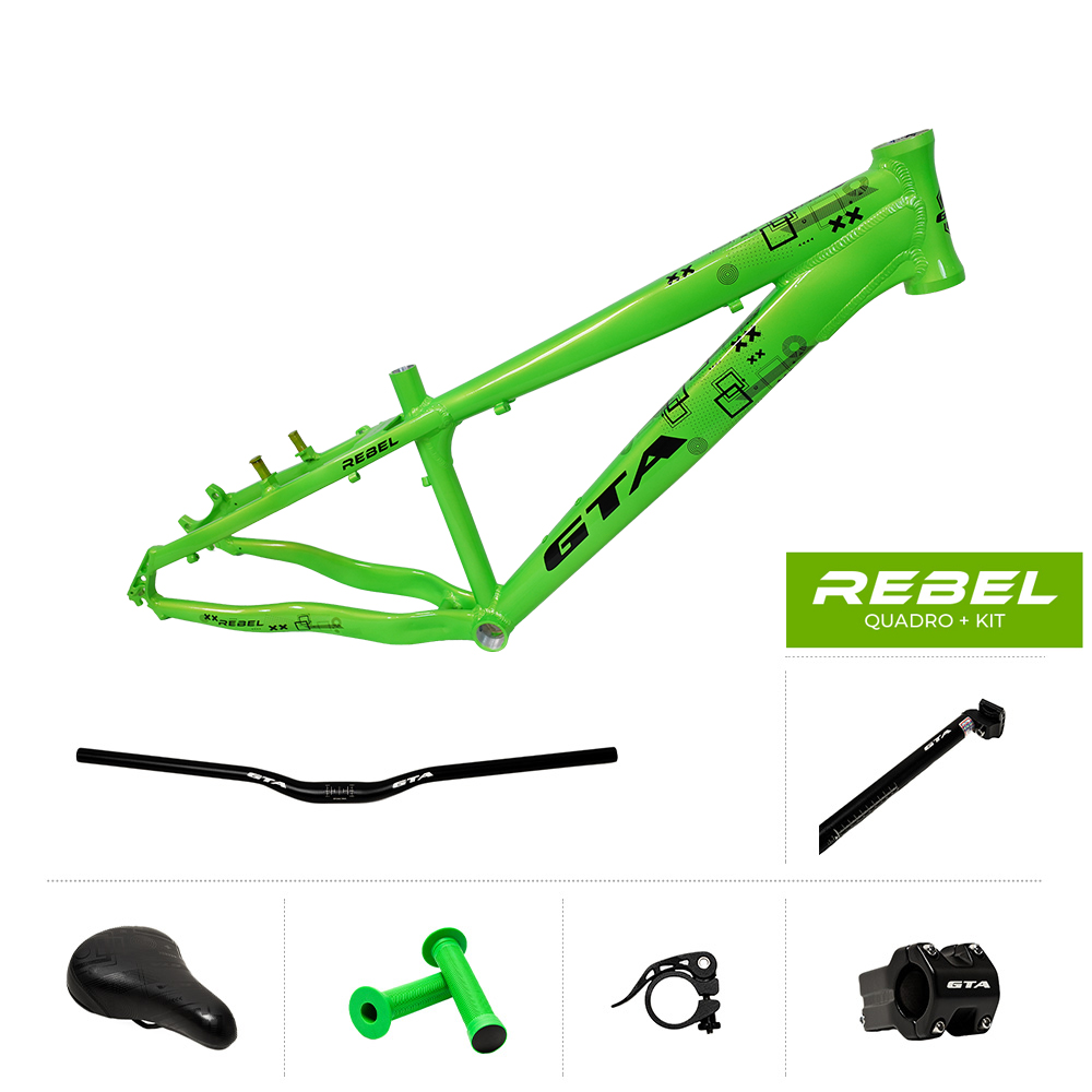 Quadro 26 freeride gta rebel verde  + guidão + sup guidão + canote + selim + manopla + abraçadeira canote