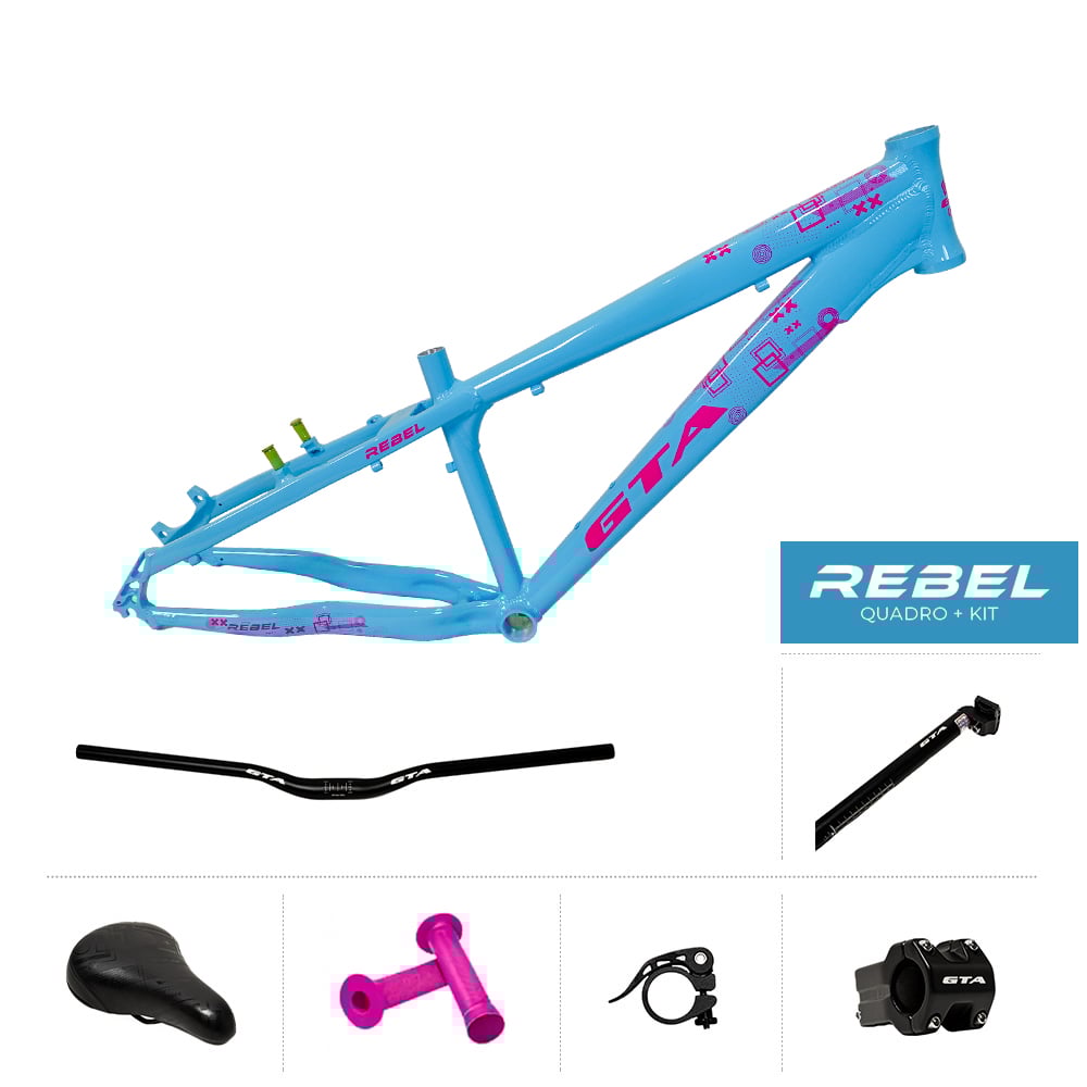 Quadro 26 freeride gta rebel pink  + guidão + sup guidão + canote + selim + manopla + abraçadeira canote