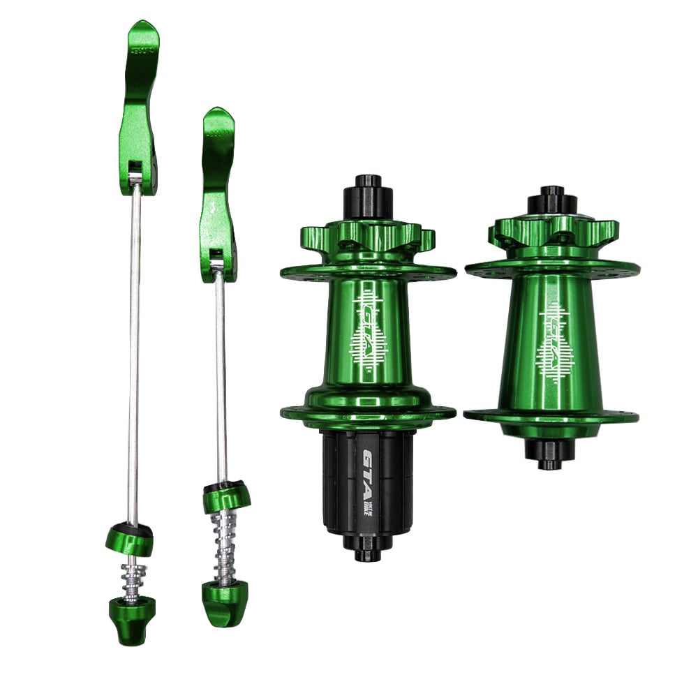 Cubo barulhento aluminio par com rolamento verde para cassetes de 8 a 12 velocidades com blocagem  freehub 6 paws (barulhento)