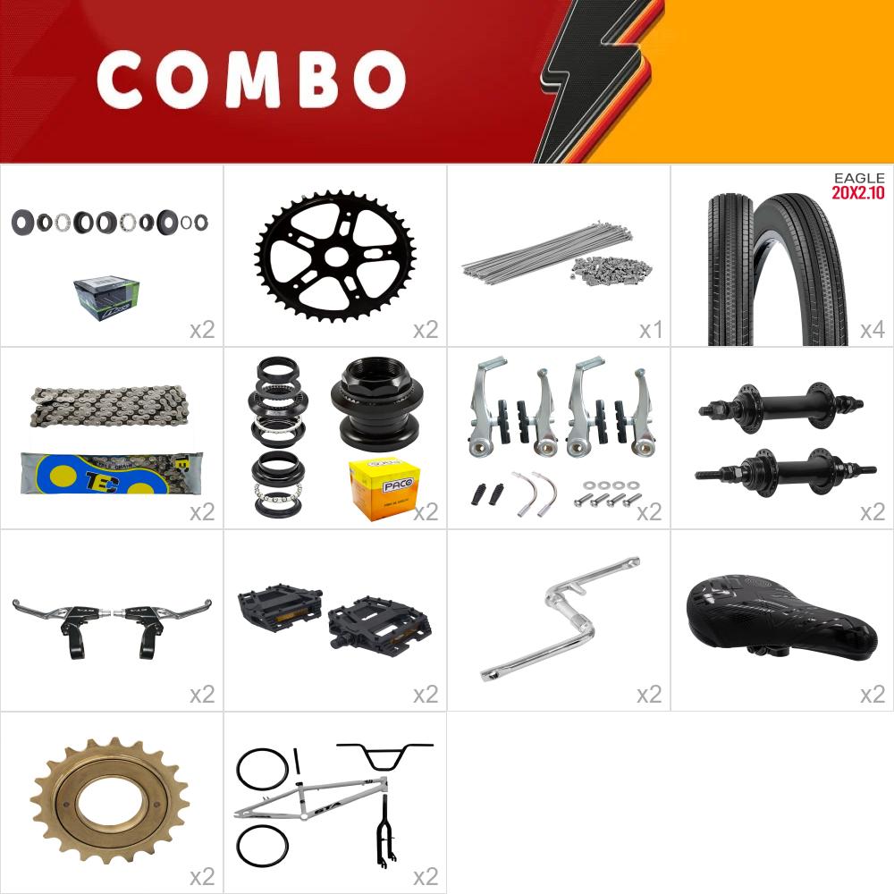     combo montagem bmx 2x gta flip prata e preto - falta sup. guidao, manopla, camara  - confira os itens