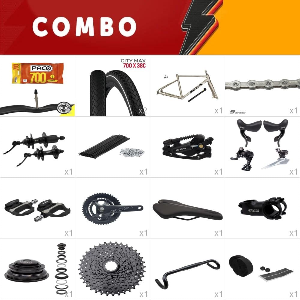         combo 1 bike gravel across 2.0 tam 56 champagne - falta aros - confira itens
