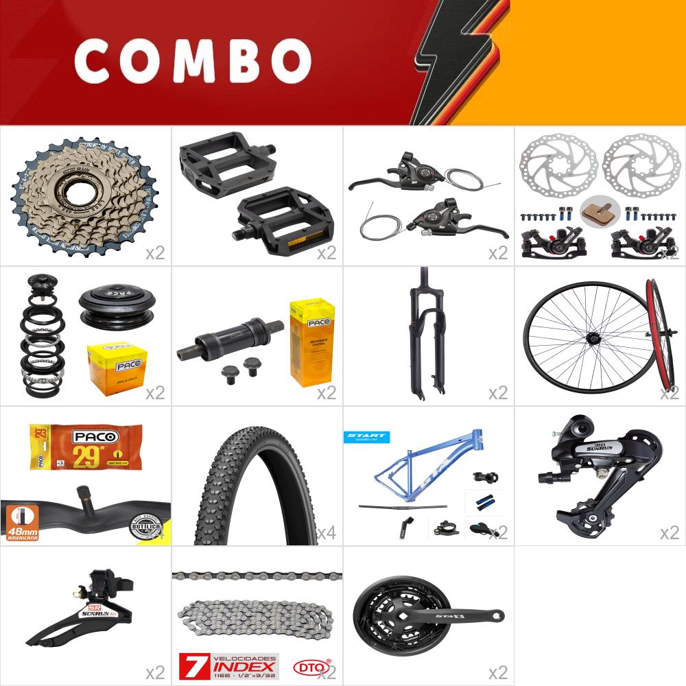 combo 29 2x start tam. 15.5 azul - sem cabos e conduites - confira itens