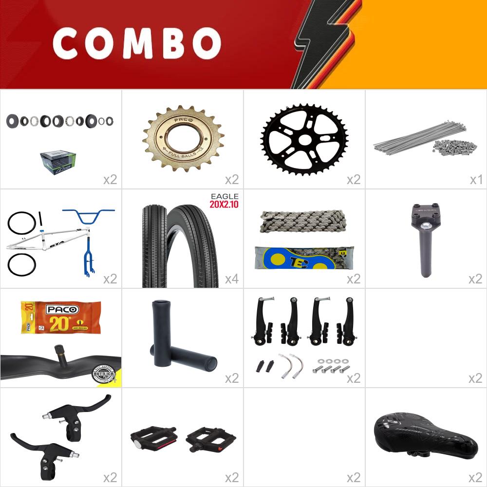Combo bmx 2x gta flip branco/azul escuro - falta direção standard - confira os itens