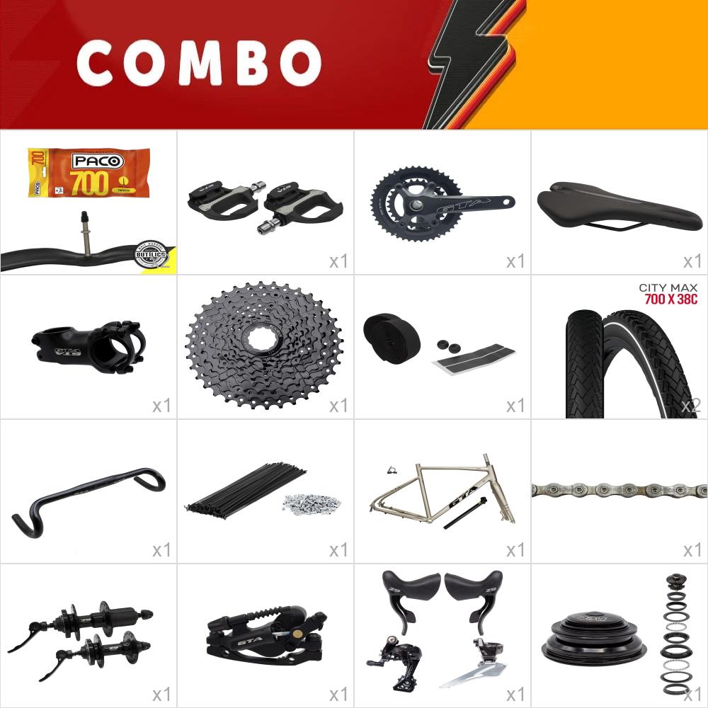              combo montagem gravel across 2.0 tam 56 champagne - falta aros - confira itens